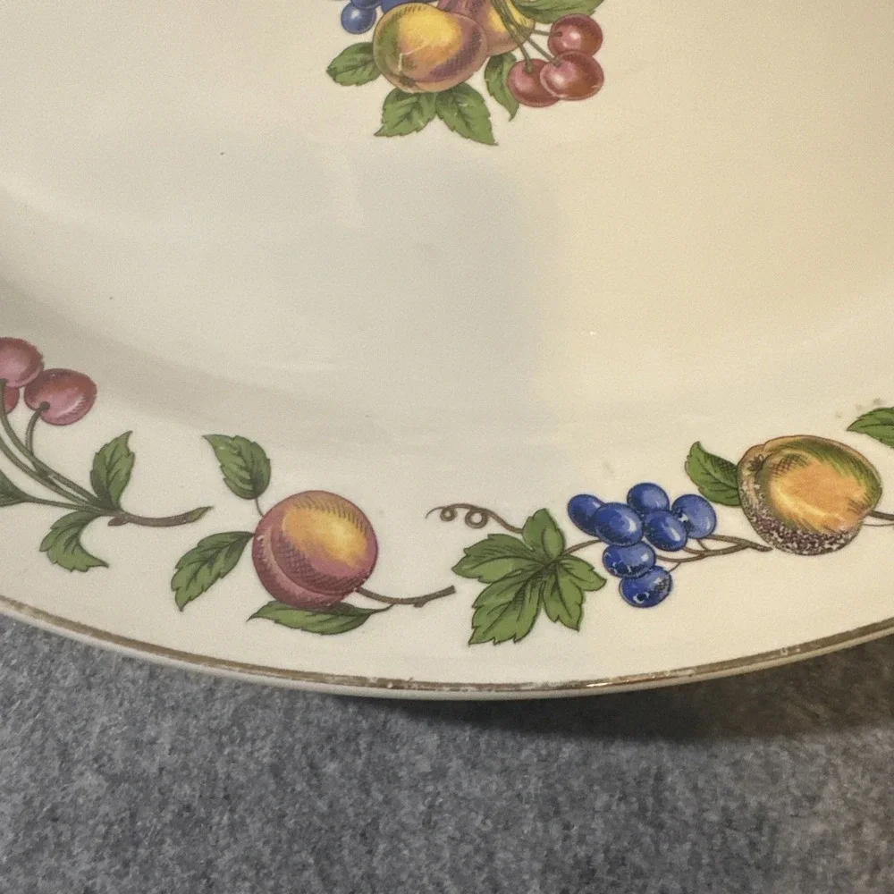 Homer Laughlin #J49N5 Eggshell Nautilus ORCHARD Fruit oval platter‎ 11.5X9'' VTG